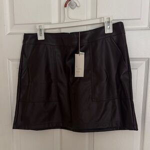 Dark Brown Faux Leather Mini Skirt